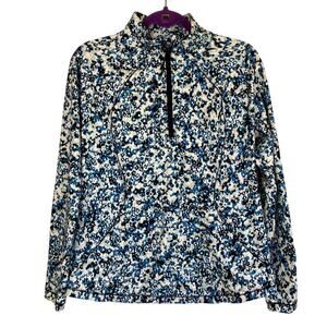 T By Talbots Sz M On The Move Active Top Pullover Half Zip UPF 50+ Floral Print